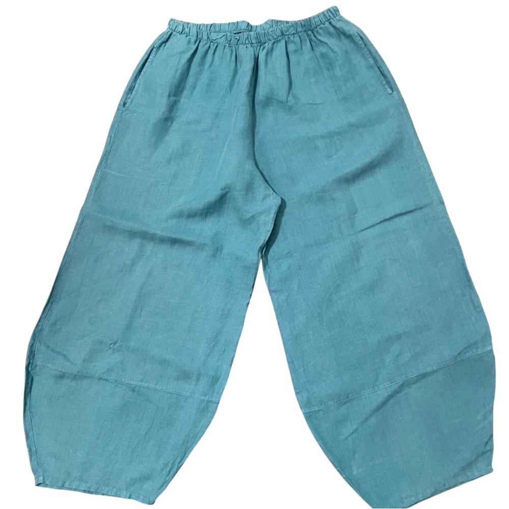 bryn Walker Harem Flowy Pants Relaxed Fit Linen Turquoises Blue Green Women’s L